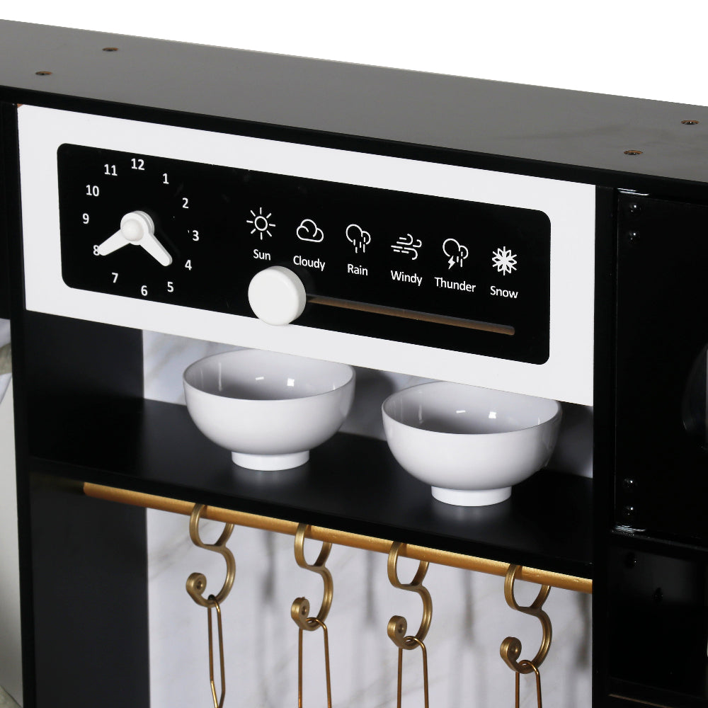 Cocina Negra Deluxe con Luces, Sonidos, Fregadero con Agua Real y Accesorios