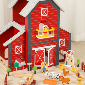 Granja de Madera con Animales y Accesorios