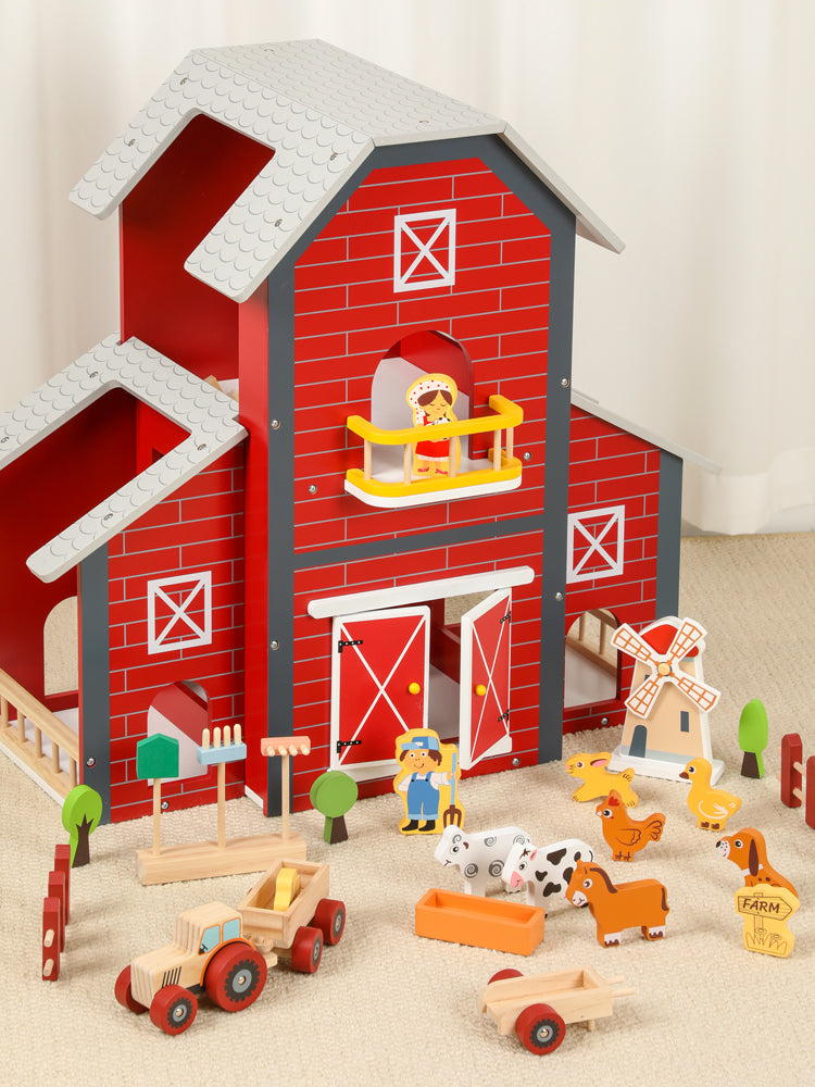 Granja de Madera con Animales y Accesorios