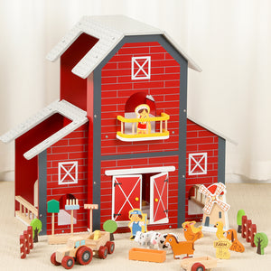 Granja de Madera con Animales y Accesorios