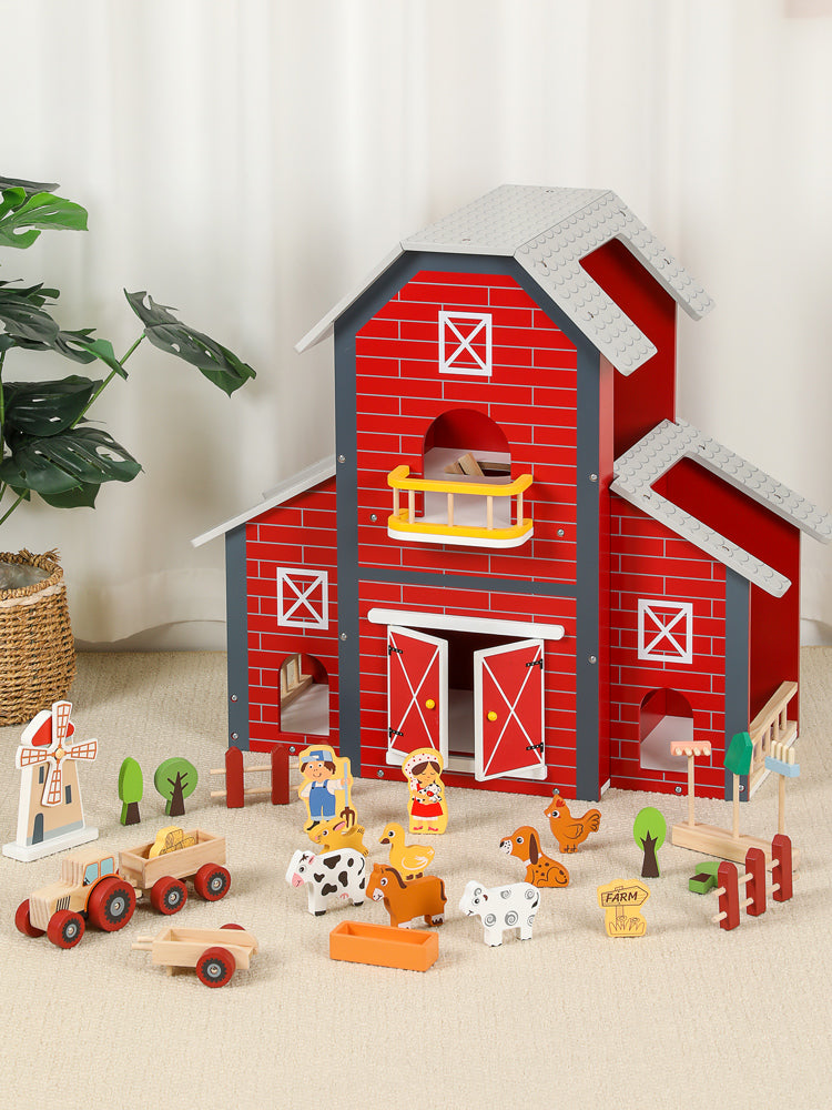 Granja de Madera con Animales y Accesorios