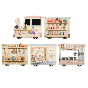 Juego de Pared Tren Interactivo de Madera – Estaciones de Juego Educativas