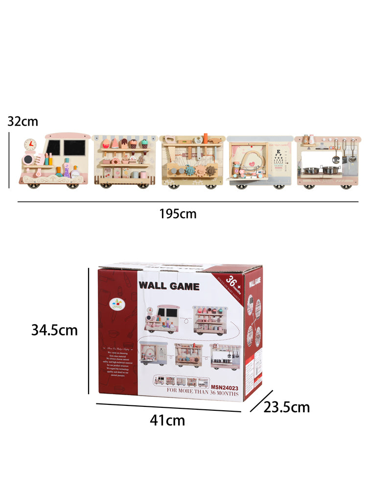 Juego de Pared Tren Interactivo de Madera – Estaciones de Juego Educativas