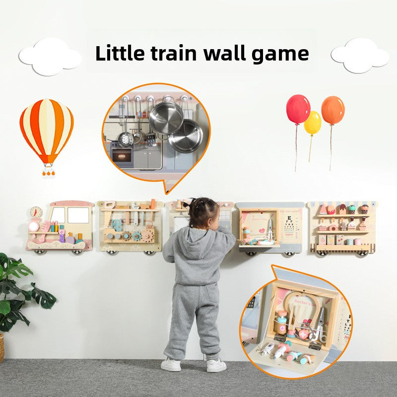 Juego de Pared Tren Interactivo de Madera – Estaciones de Juego Educativas