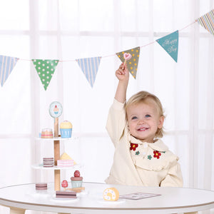 Juego de Té y Pastelería de Madera - Set de Postres con Bandeja de 3 Pisos