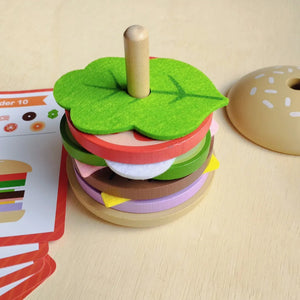 Juego de Hamburguesa Apilable con Tarjetas