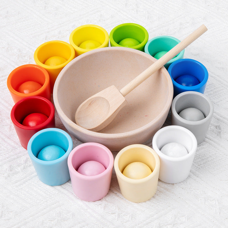Juego Montessori de Vasos y Bolas de 12 Colores