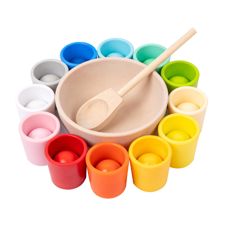 Juego Montessori de Vasos y Bolas de 12 Colores