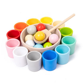 Juego Montessori de Vasos y Bolas de 12 Colores
