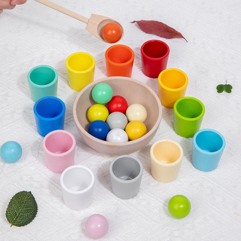 Juego Montessori de Vasos y Bolas de 12 Colores