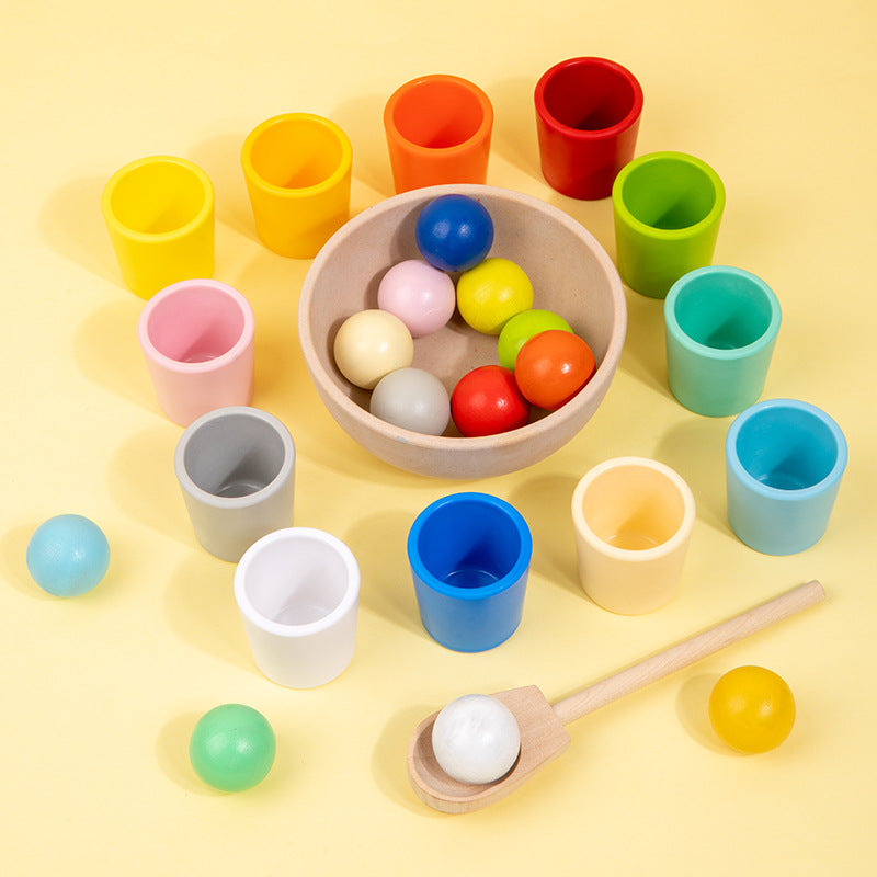 Juego Montessori de Vasos y Bolas de 12 Colores