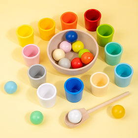 Juego Montessori de Vasos y Bolas de 12 Colores