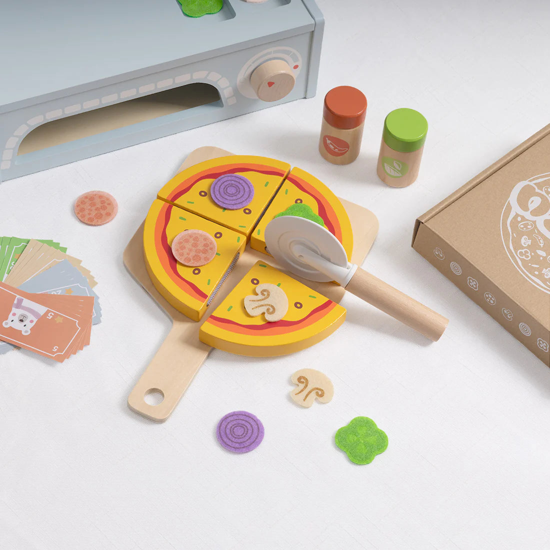 Juego de Pizza de Madera con Horno Portátil