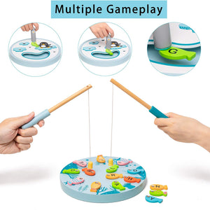 Juego de Pesca Magnética de Madera con Abecedario