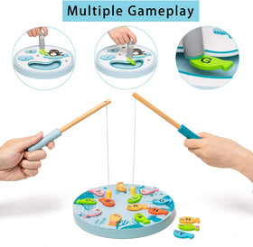 Juego de Pesca Magnética de Madera con Abecedario