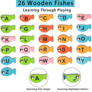 Juego de Pesca Magnética de Madera con Abecedario