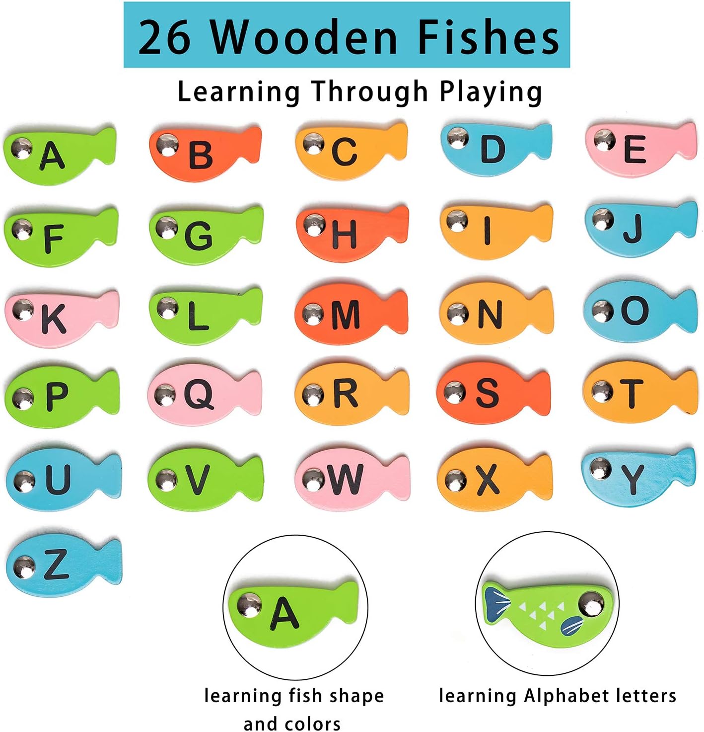 Juego de Pesca Magnética de Madera con Abecedario