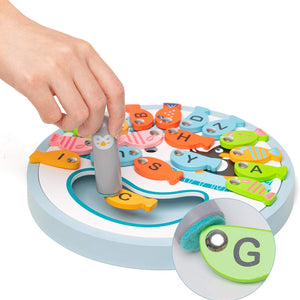 Juego de Pesca Magnética de Madera con Abecedario