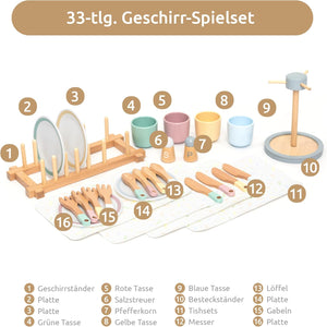 Juego de Vajilla de Madera – Wooden Dish Set-33 piezas