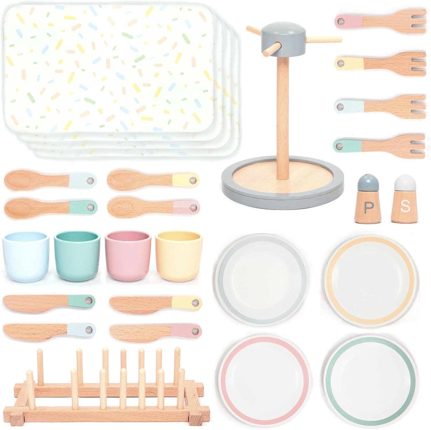 Juego de Vajilla de Madera – Wooden Dish Set-33 piezas