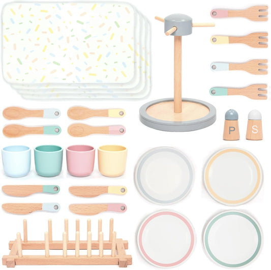 Juego de Vajilla de Madera – Wooden Dish Set-33 piezas