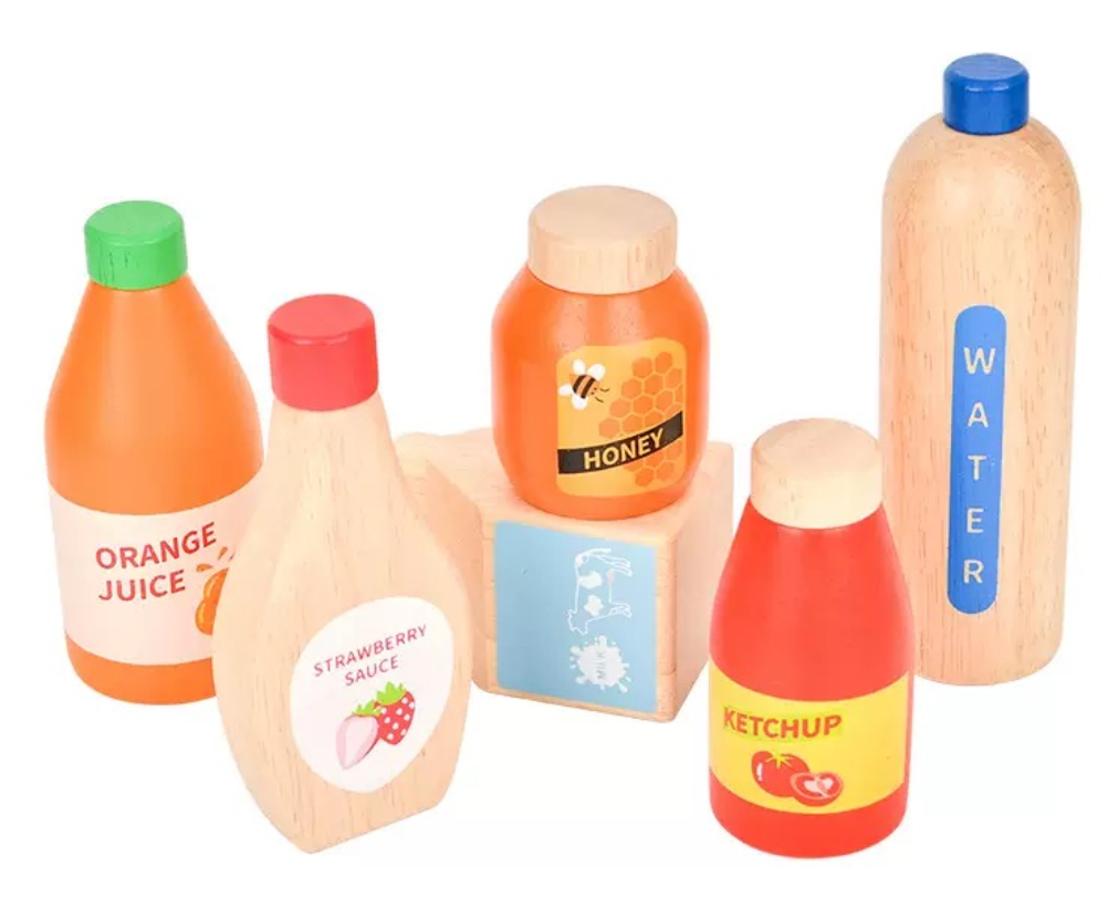 Set de Botellas y Salsas de Madera