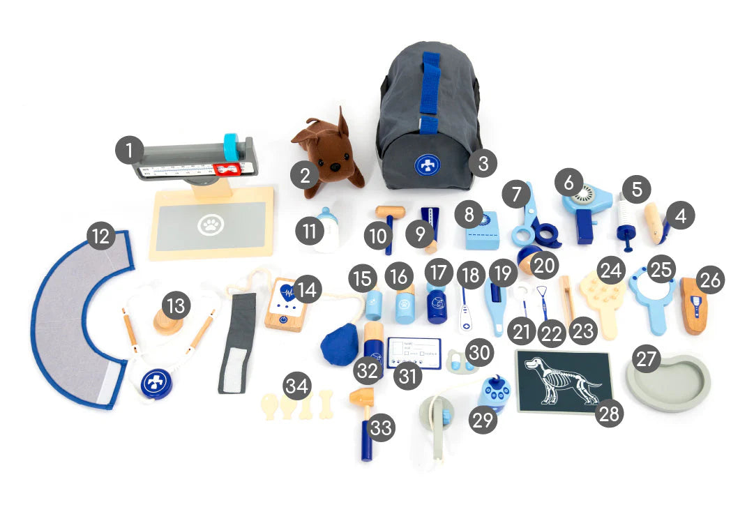 Set Veterinario con Perrito de Peluche – Vet Play Set - 37 Piezas