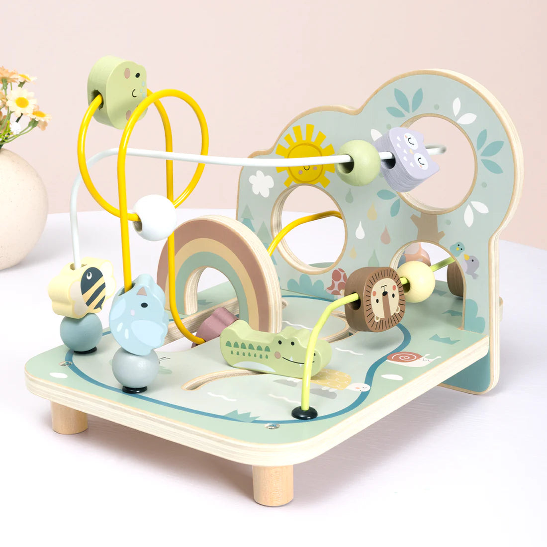 Laberinto de Cuentas de Madera con Animales