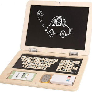 Laptop Educativa de Madera con Pizarra y Tarjetas Didácticas