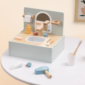 Lavamanos de Juguete de Madera con Accesorios – Set de Higiene Infantil