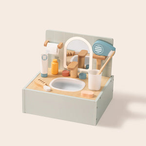 Lavamanos de Juguete de Madera con Accesorios – Set de Higiene Infantil