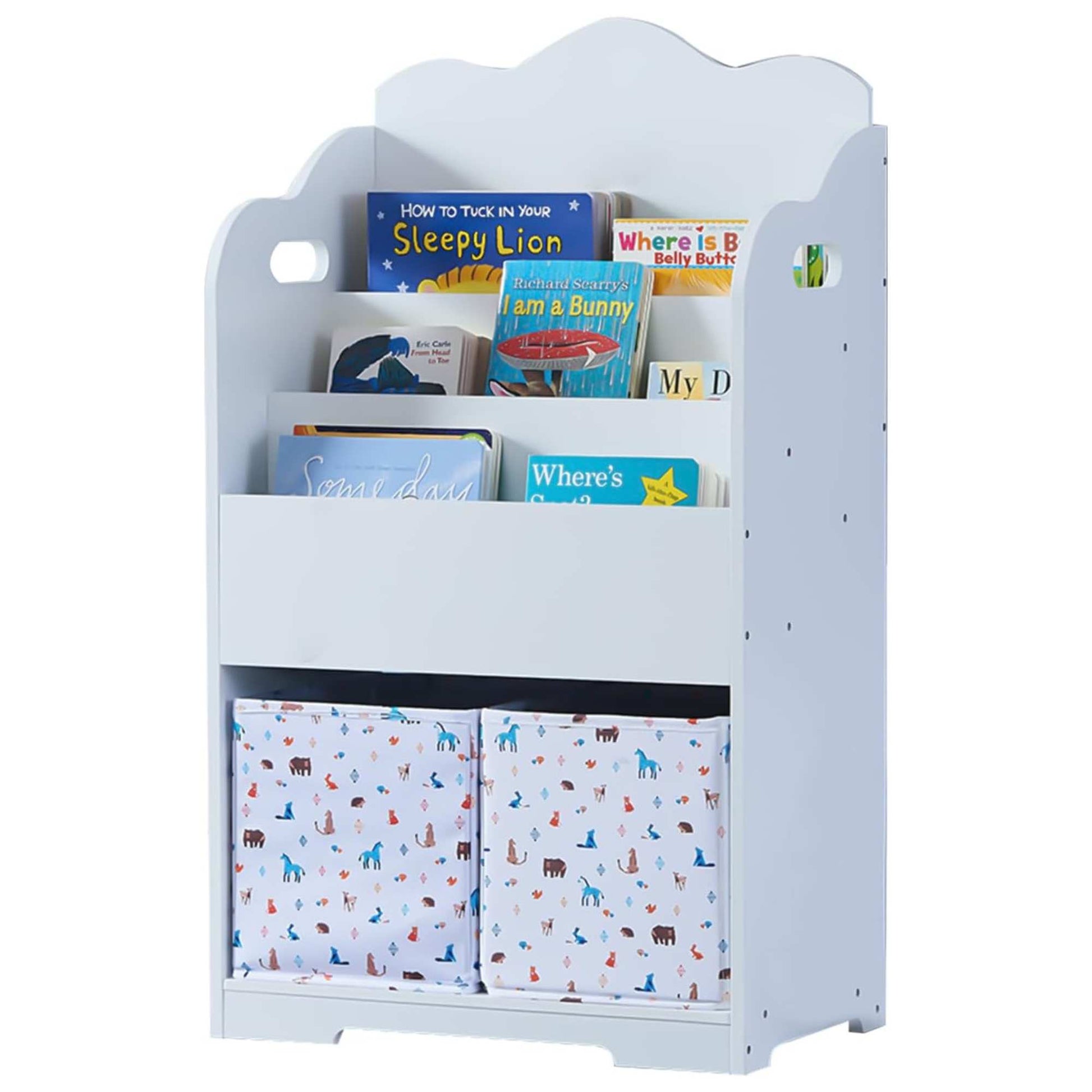 Librero Infantil de 3 Niveles con 2 Cajones de Tela