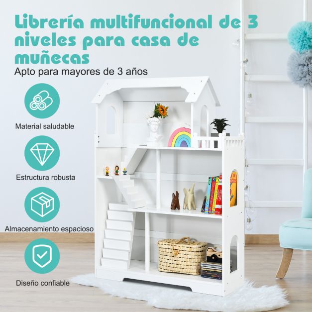 Librero Infantil Casa de Muñecas de Madera