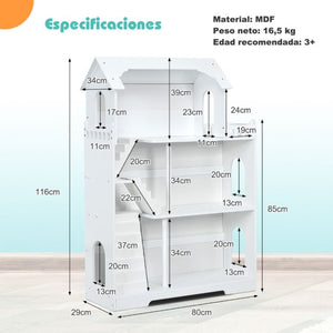 Librero Infantil Casa de Muñecas de Madera