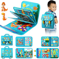 Libro Sensorial Montessori de Actividades Dinosaurios – Busy Book Turquesa