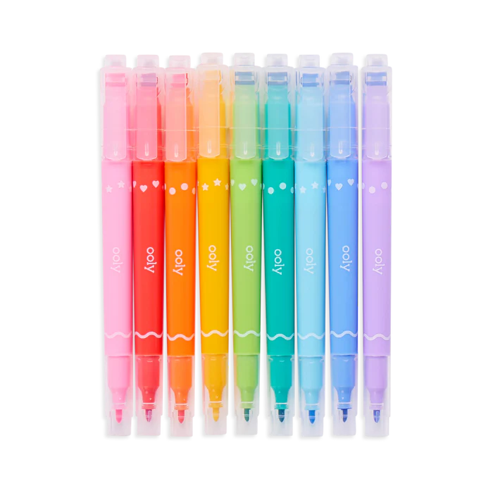 9 Marcadores de Doble Punta con Sello de Confeti