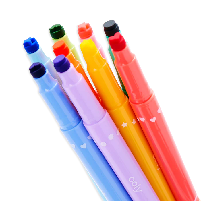 9 Marcadores de Doble Punta con Sello de Confeti