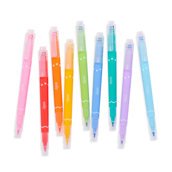 9 Marcadores de Doble Punta con Sello de Confeti