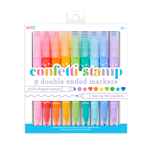 9 Marcadores de Doble Punta con Sello de Confeti