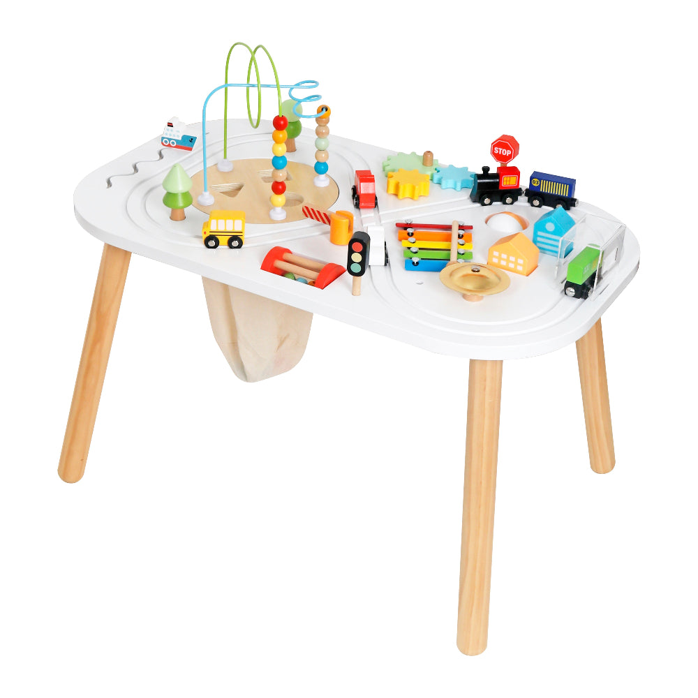 Mesa de Juegos Infantil de Madera con Tren y Laberinto