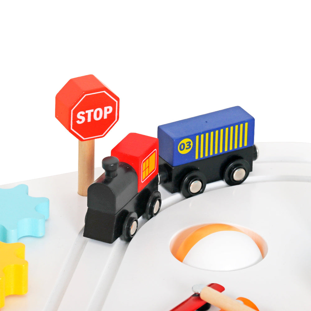 Mesa de Juegos Infantil de Madera con Tren y Laberinto