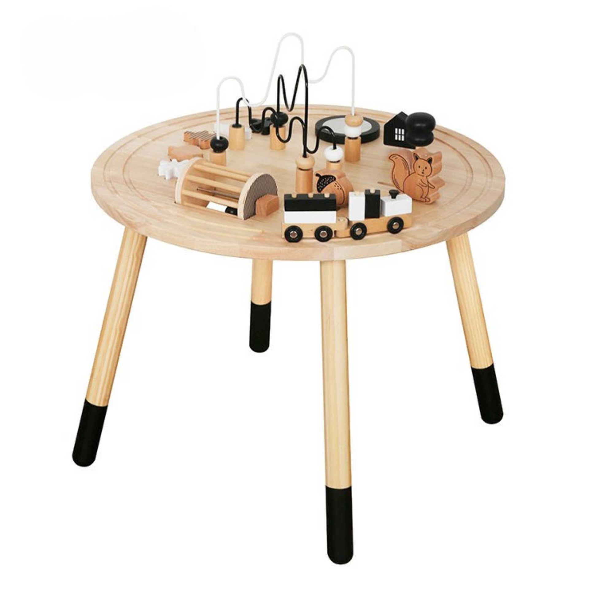 Mesa de Actividades de Montessori con Laberinto y Tren