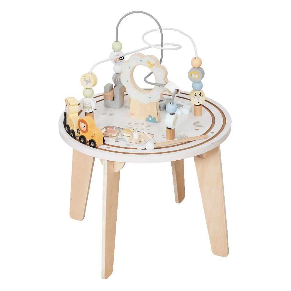 Mesa de Actividades de Madera con Laberinto y Tren Safari