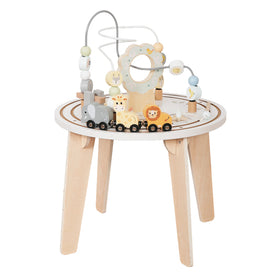 Mesa de Actividades de Madera con Laberinto y Tren Safari