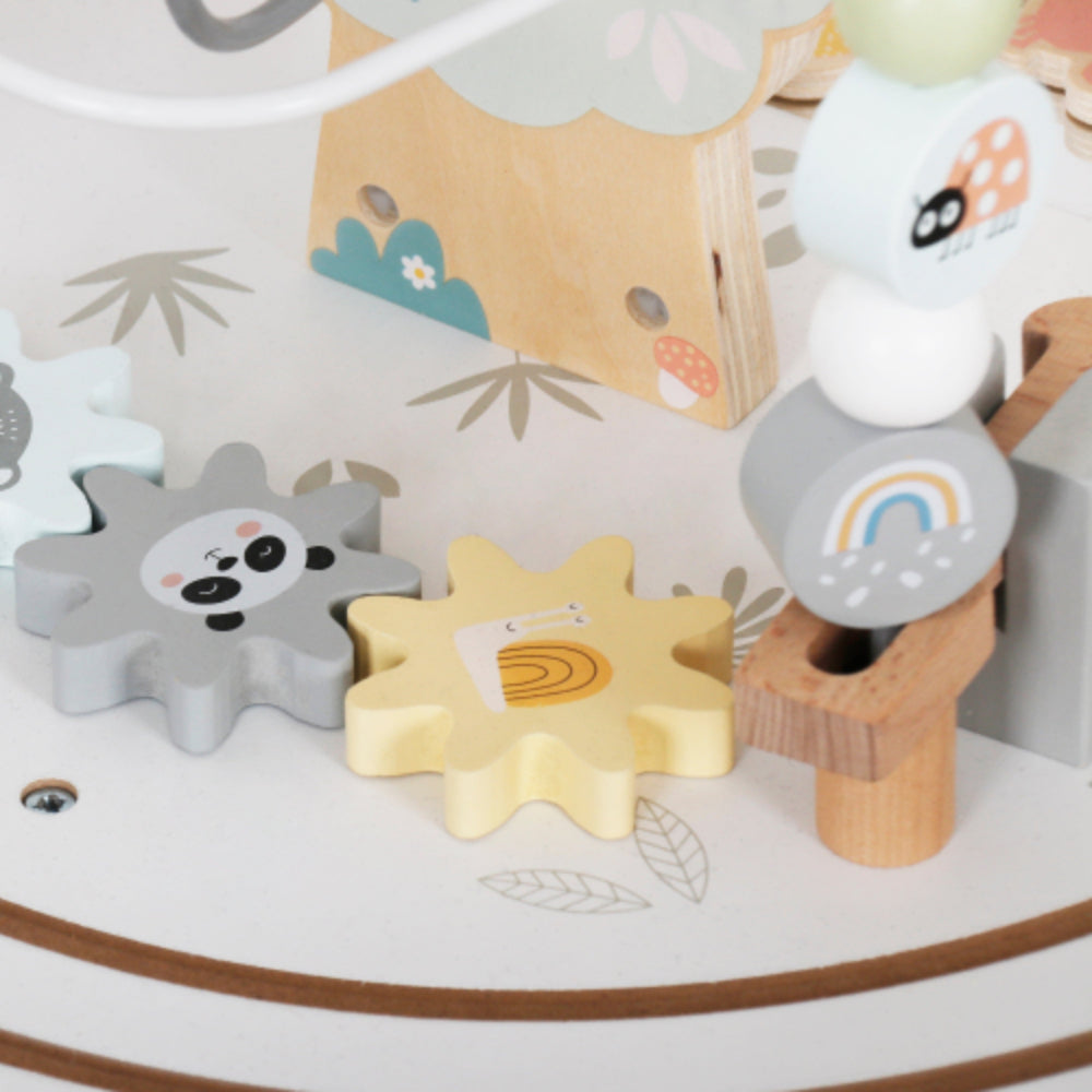 Mesa de Actividades de Madera con Laberinto y Tren Safari