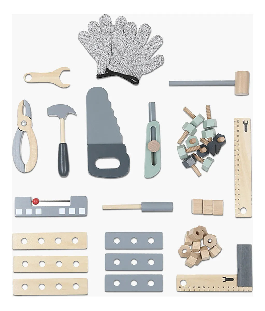 Mesa de Herramientas de Madera con Accesorios