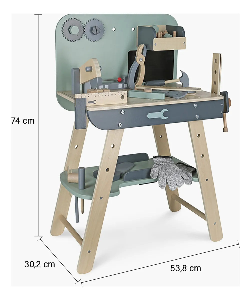 Mesa de Herramientas de Madera con Accesorios