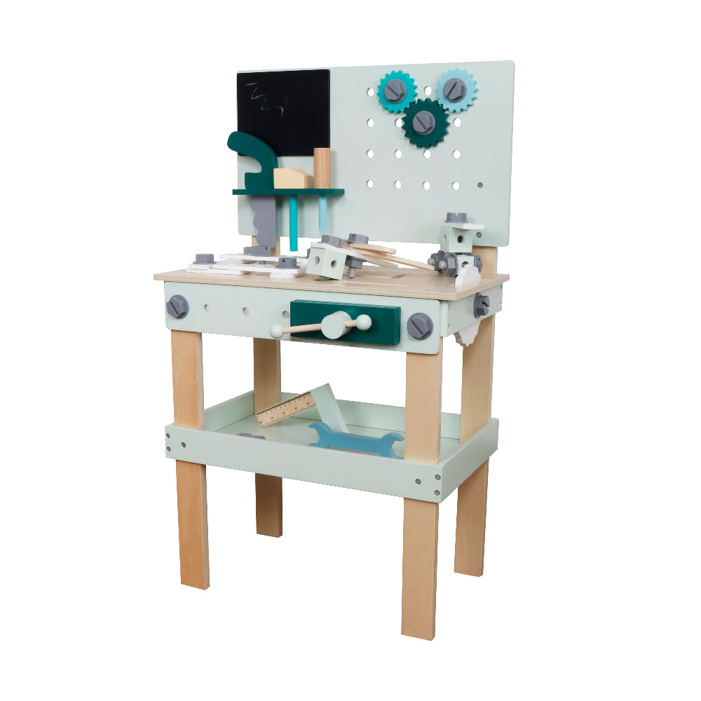 Mesa de Trabajo de Madera con Pizarra – Juego de Herramientas