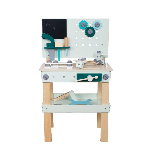 Mesa de Trabajo de Madera con Pizarra – Juego de Herramientas