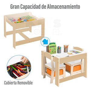 Mesa y Sillas Infantiles Multifuncionales 4 en 1